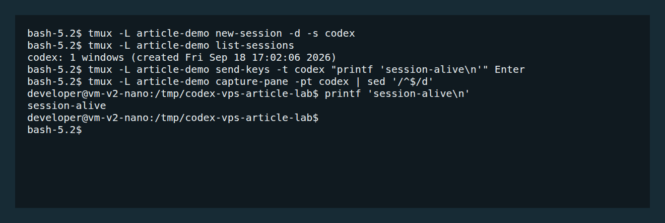 Сеанс tmux доступен после отсоединения